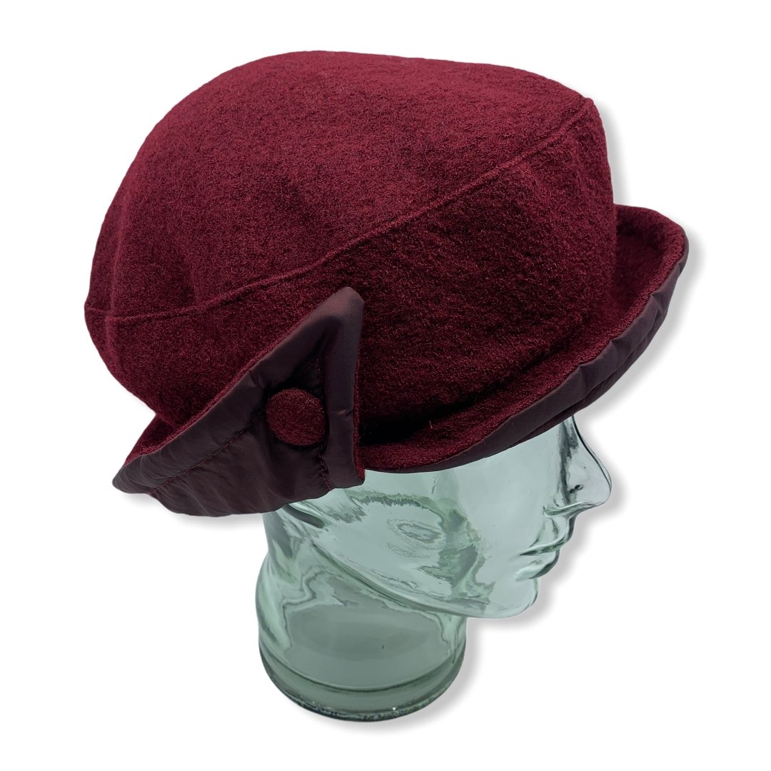 Burgundy Beret with Taffeta | Women | Made in Canada | Montreal | Hats | Genevieve Dostaler