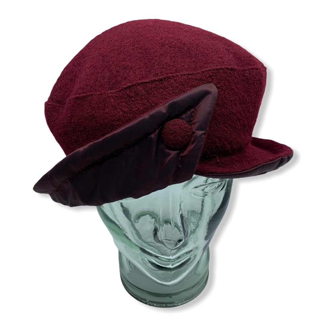 Burgundy Beret with Taffeta | Women | Made in Canada | Montreal | Hats | Genevieve Dostaler